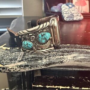 APPLE WATCHBAND/ Vintage Native American SS/turquoise Watchband